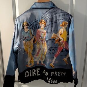 Mureli Silk Art Jacket | Paris Fashion Illustration | Size M